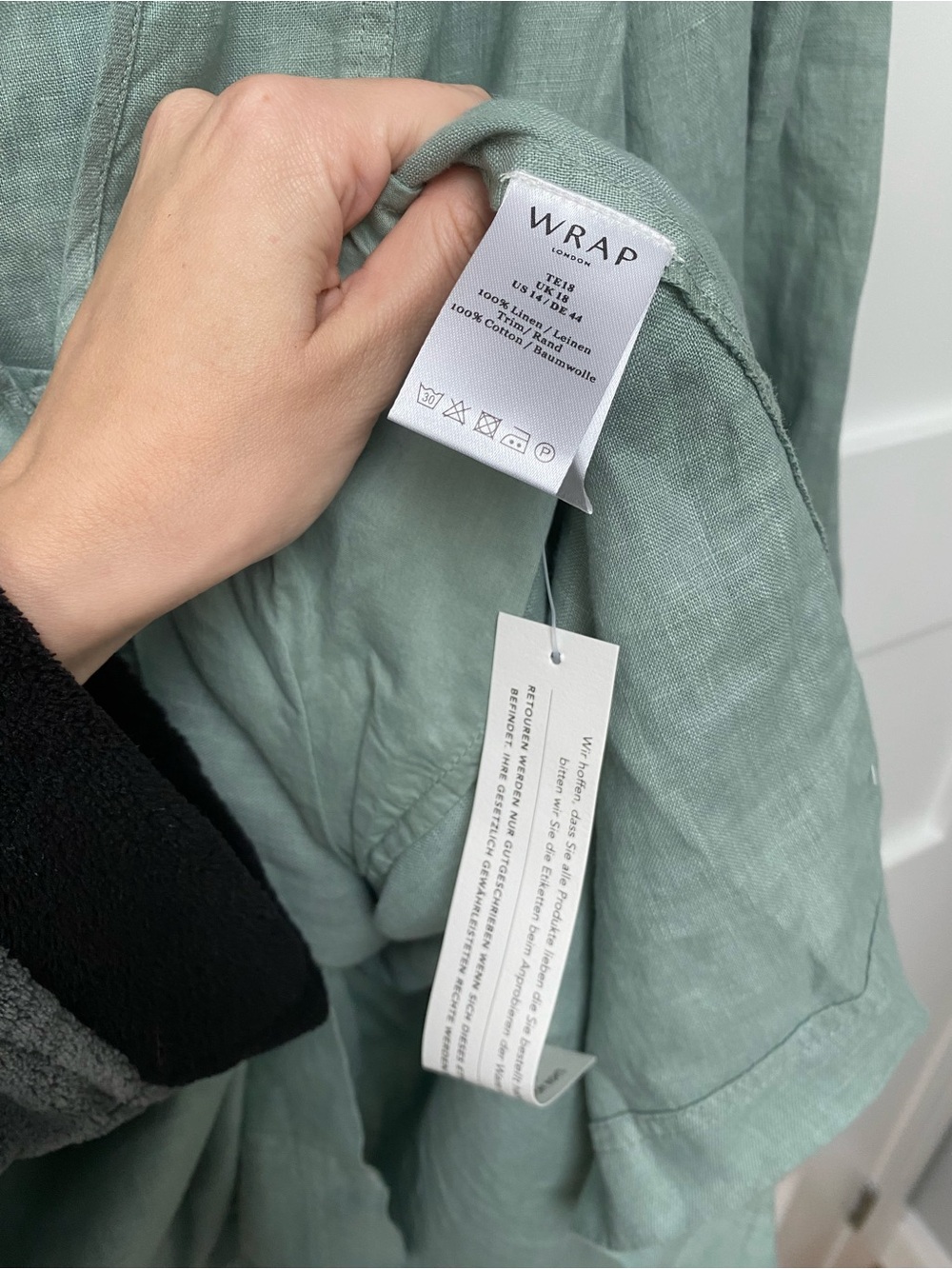Wrap London Sage Green V-Neck Midi Dress with Puff Sleeves - Picture 6 of 8